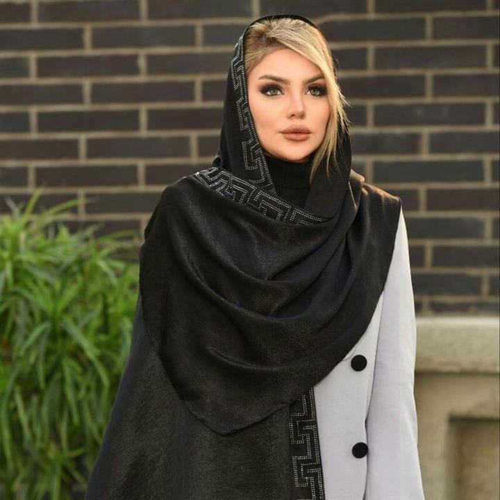 شال مشکی کوپرا نگین دار